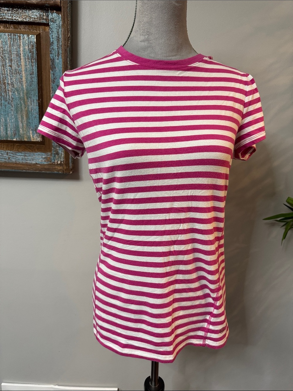 Michael Kors Pink and White Striped Short Sleeve Tee